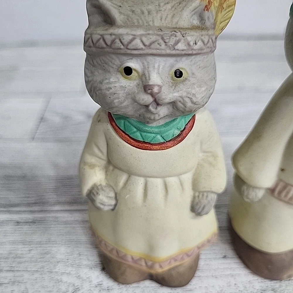 Vintage Tippie's Inc Cats Indian Salt & Pepper Shakers‎ Thanksgiving 1990 Kitty